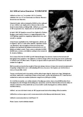 A preview of a PDF biography for Greenman, Wilfred James